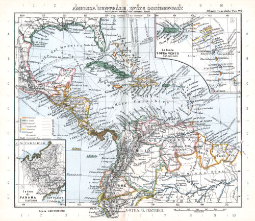 Perthes. Atlante tascabile (1912?)
23. America Centrale, Indie Occidentali colla parte settentrionale dell'America Meridionale