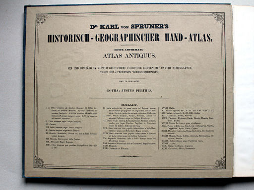 Spruner-Menke, Atlas antiquus, 1865
Duitse titel met inhoudsopgave / German title with table of contents