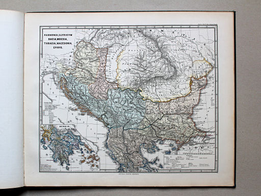 Spruner-Menke, Atlas antiquus, 1865
23. Pannonia, Illyricum, Dacia, Moesia, Thracia, Macedonia, Epirus