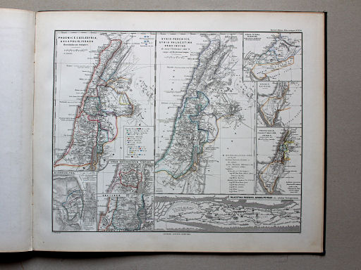 Spruner-Menke, Atlas antiquus, 1865
26. 1. Phoenice, Coelesyria, Decapolis, Iudaea Herodiadarum tempore. 2. Syria Phoenice, Syria Palaestina provinciae ab aerae Christianae anno 70 usque ad Diocletiani tempus