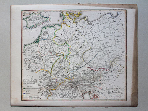 von Spruners Atlas zur Geschichte der Staaten Europas, 1846
9. Altgermanien und die Süd-Donau-Länder um die Mitte des Vten Jahrhundert's. Als Übergangsblatt der alten Geographie zu der des Mittelalters