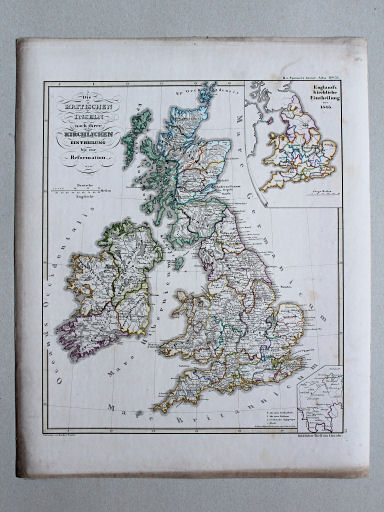 von Spruners Atlas zur Geschichte der Staaten Europas, 1846
33. Die Britischen Inseln nach ihrer kirchlichen Eintheilung bis zur Reformation