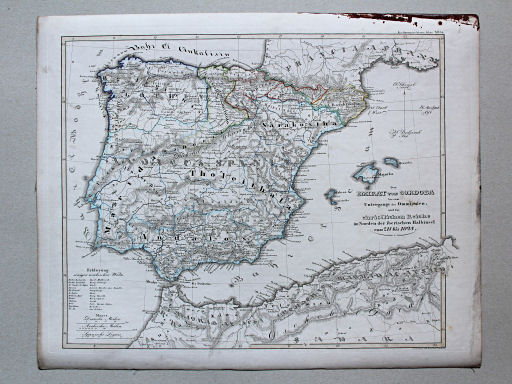 von Spruners Atlas zur Geschichte der Staaten Europas, 1846
36. Das Emirat von Cordoba bis zum Untergange der Ommijaden; und die christlichen Reiche im Norden der iberischen Halbinsel von 711 bis 1028