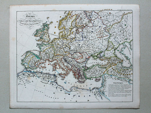 von Spruners Atlas zur Geschichte der Staaten Europas, 1846
64. Europa nach Völker- und Sprachgränzen; ethnographisches Bild des Welttheils