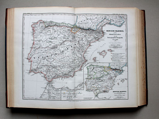 Spruner-Menke, Hand-Atlas Mittelalter neuere Zeit, 1880
15. Iberische Halbinsel von der Ankunft der Araber bis zum Untergange der Omaijaden, 711-1028 n. Ch.