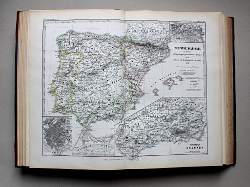 Spruner-Menke, Hand-Atlas Mittelalter neuere Zeit, 1880
17. Iberische Halbinsel von 1257 bis zur Vereinigung von Castilien und Aragon 1479, und zum Fall des Königreichs Granada 1492