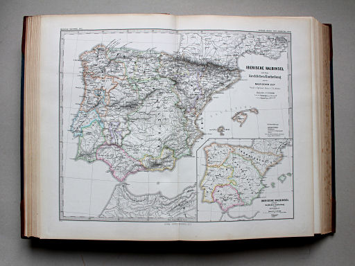 Spruner-Menke, Hand-Atlas Mittelalter neuere Zeit, 1880
18. Iberische Halbinsel nach ihrer kirchlichen Eintheilung seit der maurischen Zeit