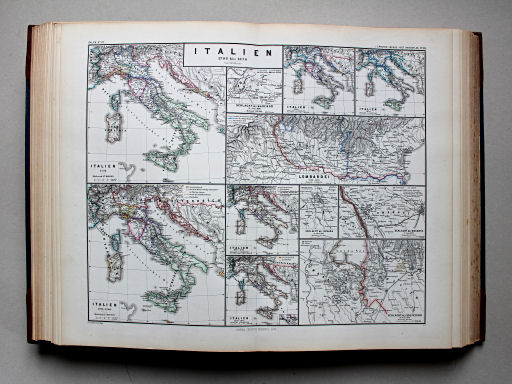 Spruner-Menke, Hand-Atlas Mittelalter neuere Zeit, 1880
28. Italien 1798-1870 (11 Karten und Schlachtpläne)