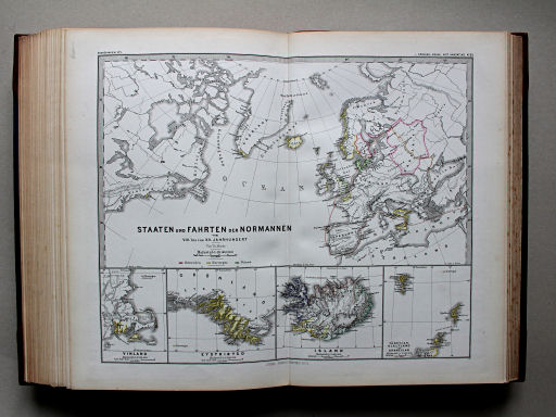 Spruner-Menke, Hand-Atlas Mittelalter neuere Zeit, 1880
63. Staaten u. Fahrten der Normannen vom VIII. bis ins XII. Jahrhundert