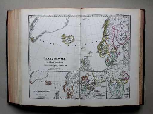 Spruner-Menke, Hand-Atlas Mittelalter neuere Zeit, 1880
65. Skandinavien nach seiner kirchlichen Eintheilung vom XII. Jahrhundert bis zur Reformation