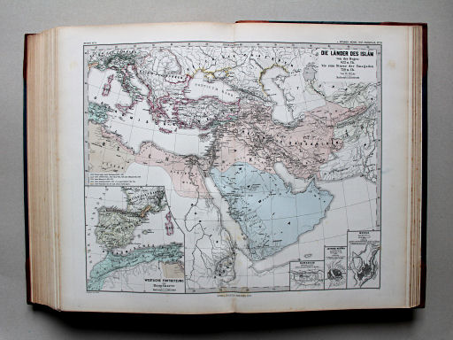 Spruner-Menke, Hand-Atlas Mittelalter neuere Zeit, 1880
78. Die Länder des Islâm von der Heǵra 622 n. Ch. bis zum Sturze der Umaijaden 750 n. Ch.
