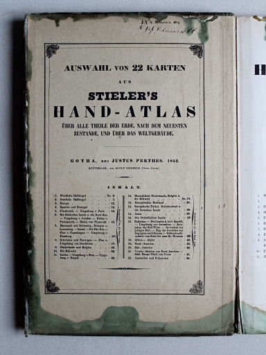 Stieler's Hand-Atlas der Aarde, 1852
Schutblad voorin (Duitse titelpagina) / Front endpaper (German title page)