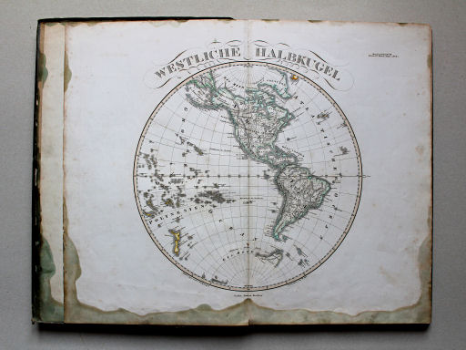 Stieler's Hand-Atlas der Aarde, 1852
1. Wereldkaart, westelijk halfrond