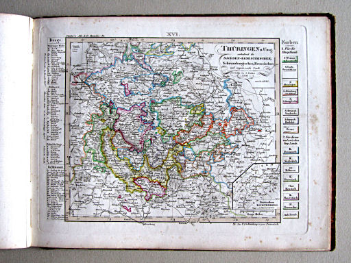 Kleiner Atlas der Deutschen Bundes-Staaten, 1838
16. Thüringen u. Umg. enthaltend die Sachsen-Ernestinischen, Schwarzburgischen, Reussischen und angränzende Lande