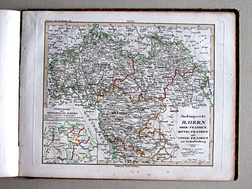 Kleiner Atlas der Deutschen Bundes-Staaten, 1838
22. Des Königreich's Baiern Ober-Franken, Mittel-Franken und Unter-Franken mit Aschaffenburg