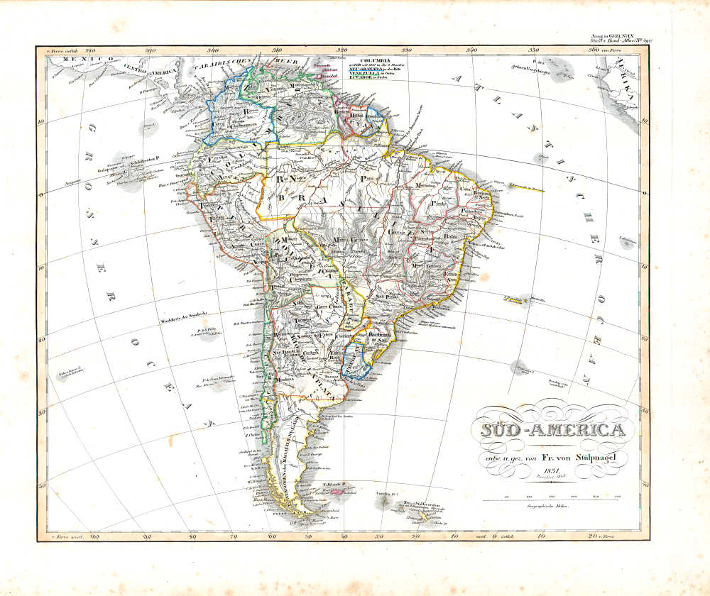 Stielers Hand-Atlas, 1847
49a. Süd-America (1845)
Zuid-Amerika / South America (scan)