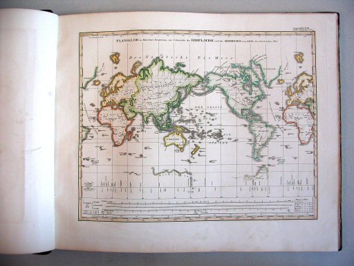 Stielers Hand-Atlas, 1847
9. Planiglob in Mercators Projection (1845)
Wereldkaart in Mercator-projectie
World map in Mercator projection