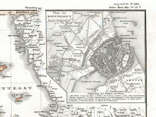 Stielers Hand-Atlas, 1847
16b. Plan von Kopenhagen (Nebenkarte)
Kopenhagen (bijkaart) / Copenhagen (inset map)