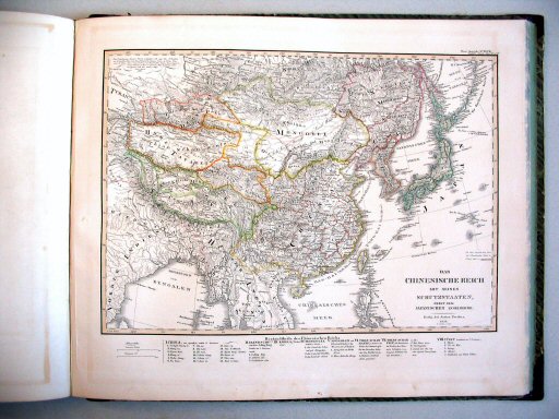 Stielers Hand-Atlas, 1847
43c. Das Chinesische Reich mit seinen Schutzstaaten, nebst dem Japanischen Inselreiche (Hongkong: 1842?)
Het Chinese Rijk en zijn protectoraten. Het Japanse Eilandenrijk
The Chinese Empire and its protectorates. The Japanese Island Empire