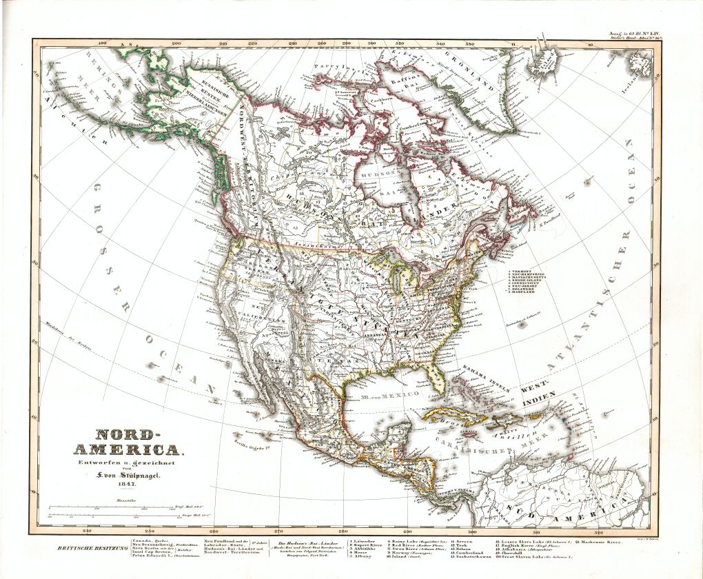 Stielers Hand-Atlas, 1847
46a. Nord-America (1847)
Noord-Amerika / North America (scan)