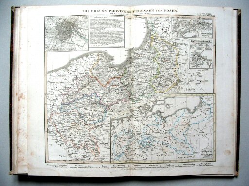 Stielers Hand-Atlas, 1850
22b. Die Preussischen Provinzen Preussen und Posen. Mit Uebersicht des Preussischen Staats (1850)
De Pruisische provincies Pruisen en Posen. Overzichtskaart van Pruisen
Prussian provinces of Prussia and Posen. General map of Prussia