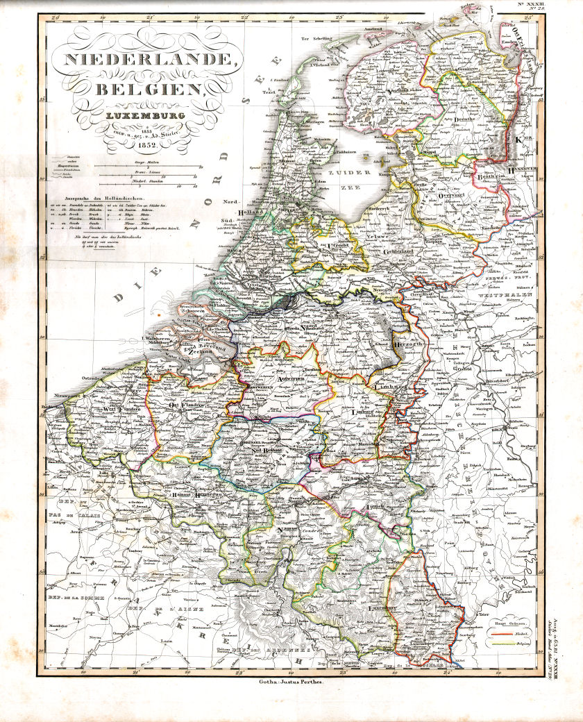 Stielers Hand-Atlas, 1853
29. Niederlande, Belgien, Luxemburg (1852)