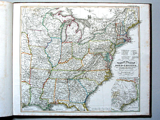 Stielers Hand-Atlas, 1853
47. Verein-Staaten von Nord-America mit Ausnahme Florida's und der westlichen Territorien (1852)
