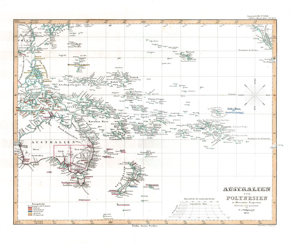 Stielers Hand-Atlas, 1853
50a. Australien und Polynesien (1852)