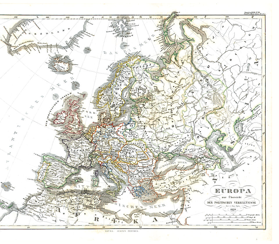 Stielers Hand-Atlas, 1859
12. Europa mit politischer Begränzung der einzelnen Staaten (1859)