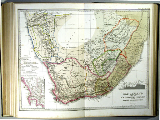 Stielers Hand-Atlas, 1863
45d. Das Capland nebst den südafricanischen Freistaaten und dem Gebiet der Kaffern & Hottentoten (1862)