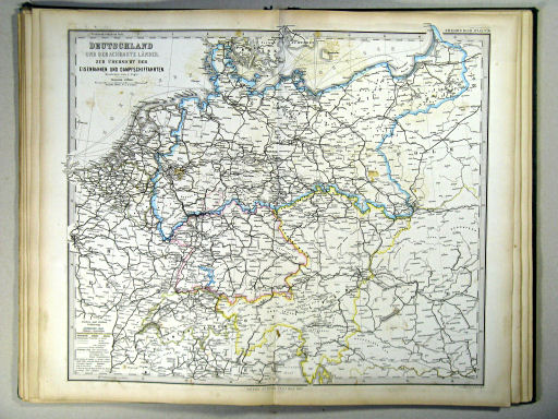 Stielers Hand-Atlas, 1867
20. Deutschland und benachbarte Länder. Zur Übersicht der Eisenbahnen und Dampfschiffahrten (1867)