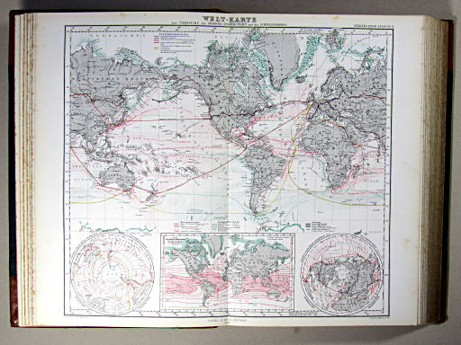 Stielers Hand-Atlas, 1869
9. Welt-Karte zur Übersicht der Meeres-Strömungen und des Schnellverkehrs
