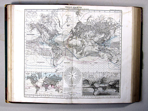 Stielers Hand-Atlas, 1874
8. Welt-Karte zur Übersicht der Luft-Strömungen und der See-Wege