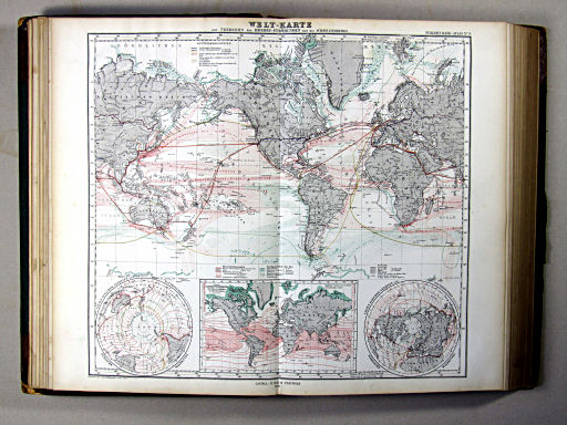 Stielers Hand-Atlas, 1874
9. Welt-Karte zur Übersicht der Meeres-Strömungen und des Schnellverkehrs