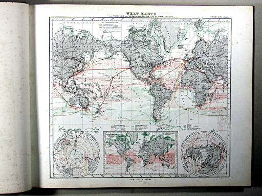 Stielers Hand-Atlas, 1875
7. Welt-Karte zur Übersicht der Meeres-Strömungen und des Schnellverkehrs