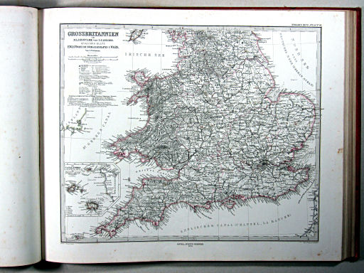 Stielers Hand-Atlas, 1875
46. Grossbritannien. Südliches Blatt: England (ohne die nördl. Grafschaften) u. Wales