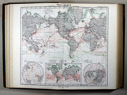 Stielers Hand-Atlas, 1875 ('oude' versie / 'old' version)
9. Welt-Karte zur Übersicht der Meeres-Strömungen und des Schnellverkehrs