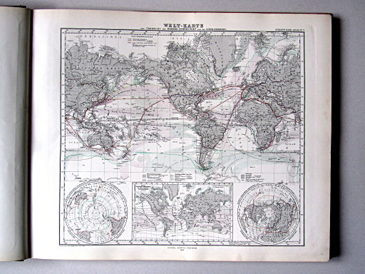 Stielers Hand-Atlas, 1882
7. Welt-Karte zur Übersicht der Meeres-Strömungen und des Schnellverkehrs