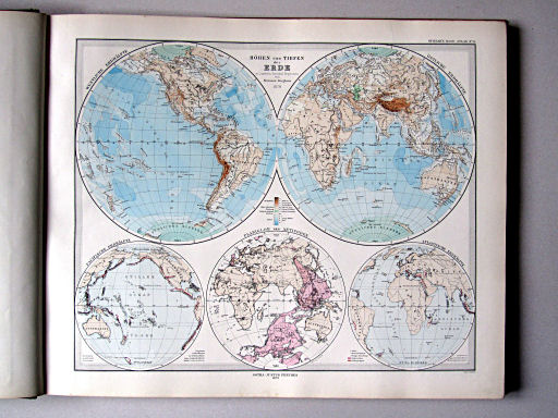 Stielers Hand-Atlas, 1882
8. Höhen und Tiefen der Erde in Lambert's Zenithal-Projection