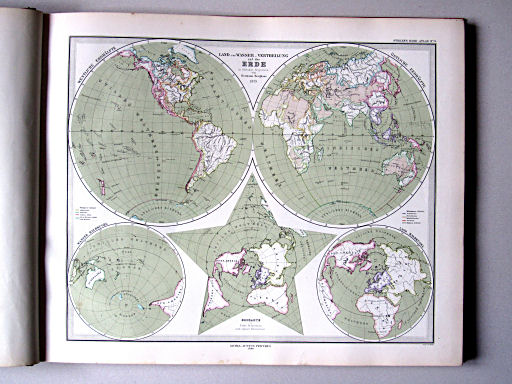 Stielers Hand-Atlas, 1882
9. Land- und Wasservertheilung auf der Erde in Globular-Projection