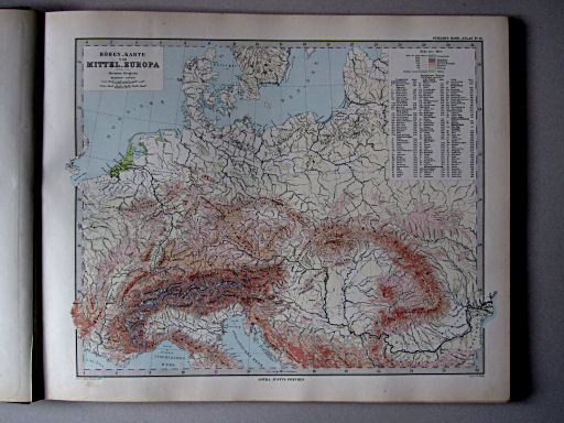 Stielers Hand-Atlas, 1882
16. Höhenkarte von Mittel-Europa