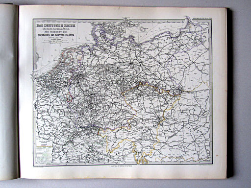 Stielers Hand-Atlas, 1882
18. Das Deutsche Reich und seine Nachbarländer. Zur Übersicht der Eisenbahnen und Dampfschiffahrten
