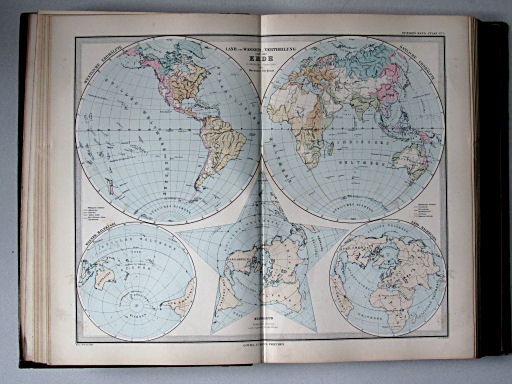 Stielers Hand-Atlas, 1885
9. Land- und Wasservertheilung auf der Erde in Globular-Projection