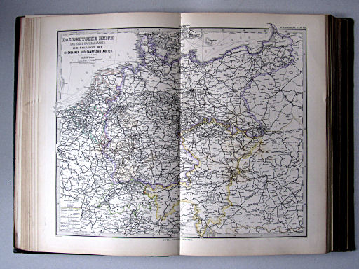 Stielers Hand-Atlas, 1885
18. Das Deutsche Reich und seine Nachbarländer. Zur Übersicht der Eisenbahnen und Dampfschiffahrten