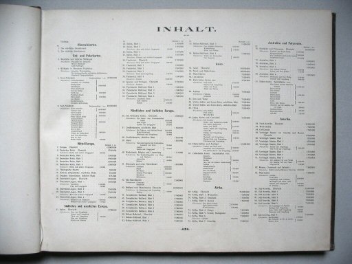 Stielers Hand-Atlas, 9. Aufl. (1910)
Inhoudsopgave (ongevouwen kaarten)
Table of contents (unfolded maps)