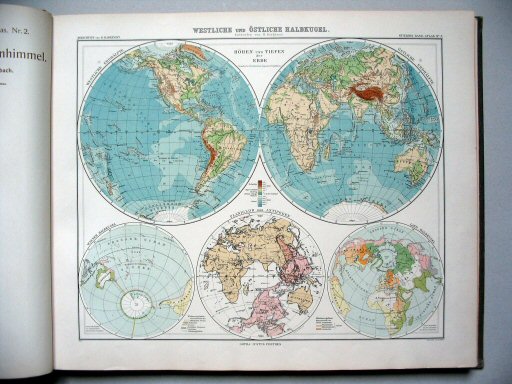 Stielers Hand-Atlas, 9. Aufl. (1910)
3. Westliche und östliche Halbkugel
Westelijk en oostelijk halfrond / Western and Eastern Hemispheres