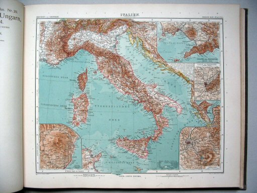 Stielers Hand-Atlas, 9. Aufl. (1910)
21. Italien. Übersicht
Overzichtskaart van Italië / Italy (general map)