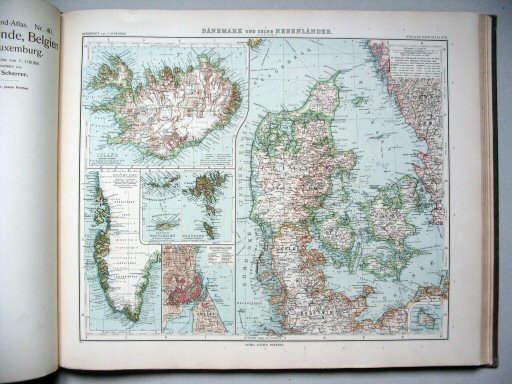 Stielers Hand-Atlas, 9. Aufl. (1910)
41. Dänemark und seine Nebenländer
Denemarken en overzeese gebiedsdelen / Kingdom of Denmark and Territories