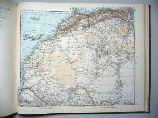 Stielers Hand-Atlas, 9. Aufl. (1910)
69. Afrika, Blatt 1: Westsahara
Afrika, blad 1 (West-Sahara) / Africa, sheet 1 (Western Sahara)