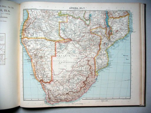 Stielers Hand-Atlas, 9. Aufl. (1910)
75. Afrika, Blatt 7: Süd Afrika
Afrika, blad 7 (Zuidelijk Afrika) / Africa, sheet 7 (South Africa)